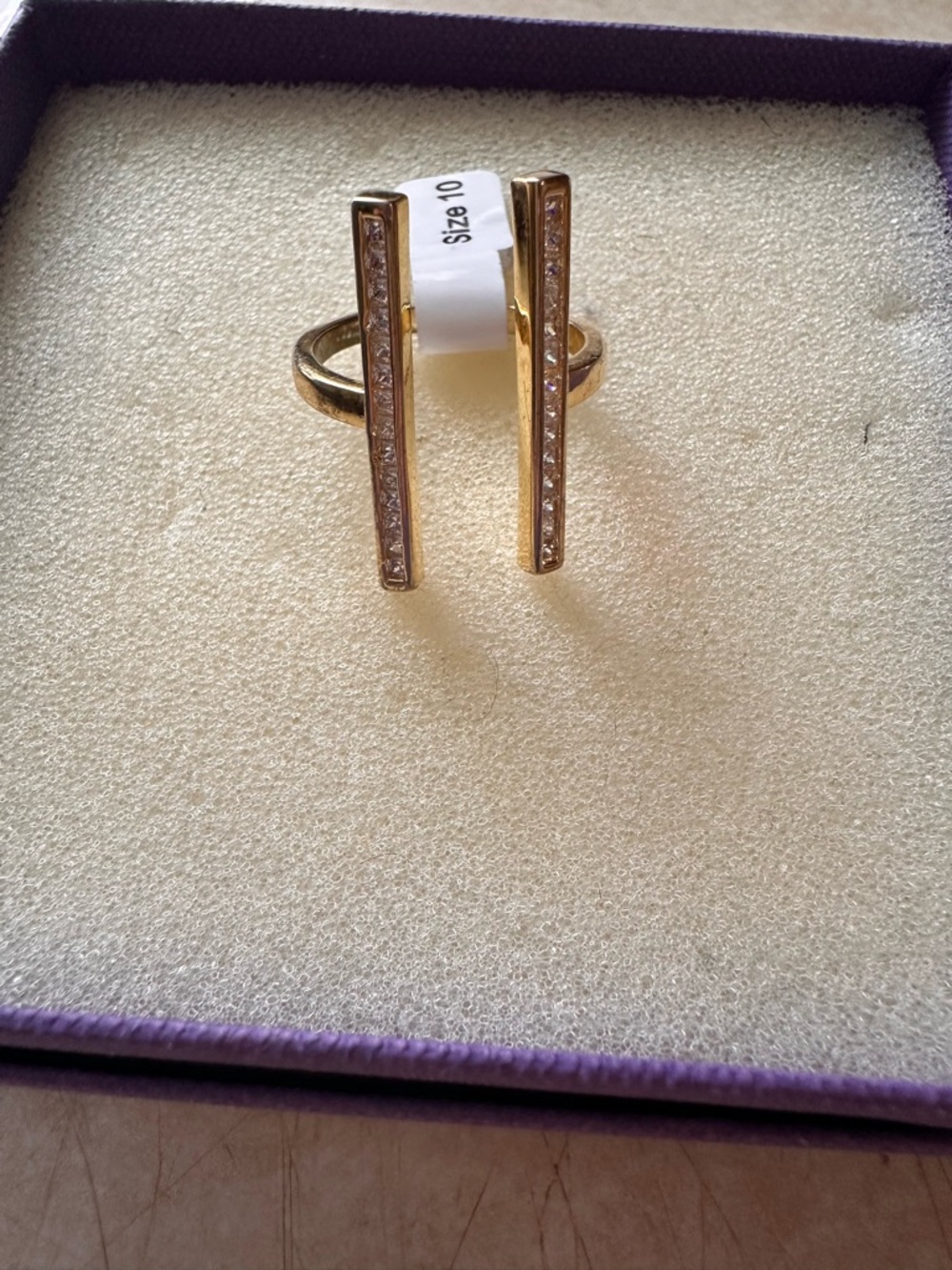 14 karat gold, electro plate Women’s Gold Bar Crystal Accent Women's Ring - Gold - Picture 10 of 10